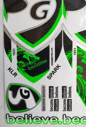 Self Adhesive, Vinyl Plastic, Cricket Bat Sticker -  SG GREEN