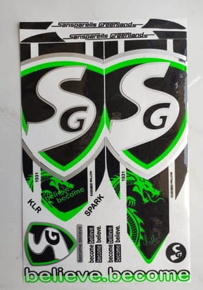 Self Adhesive, Vinyl Plastic, Cricket Bat Sticker -  SG GREEN