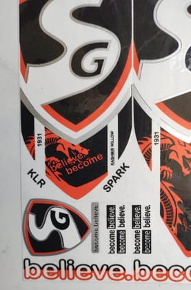 Self Adhesive, Vinyl Plastic, Cricket Bat Sticker -  SG RED