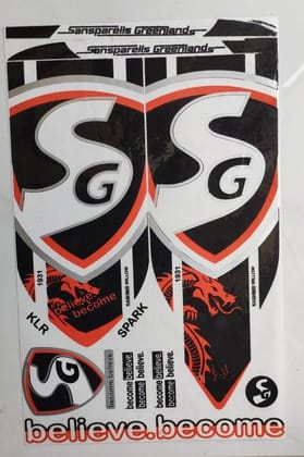 Self Adhesive, Vinyl Plastic, Cricket Bat Sticker -  SG RED