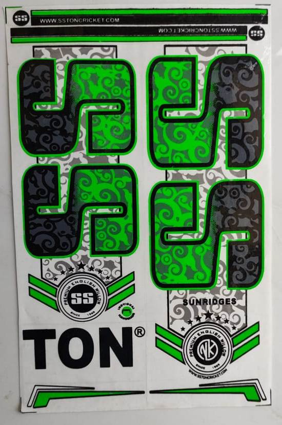Self Adhesive, Vinyl Plastic, Cricket Bat Sticker -  SS GREEN