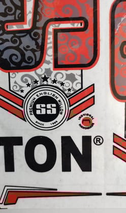 Self Adhesive, Vinyl Plastic, Cricket Bat Sticker -  SS RED