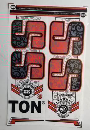 Self Adhesive, Vinyl Plastic, Cricket Bat Sticker -  SS RED