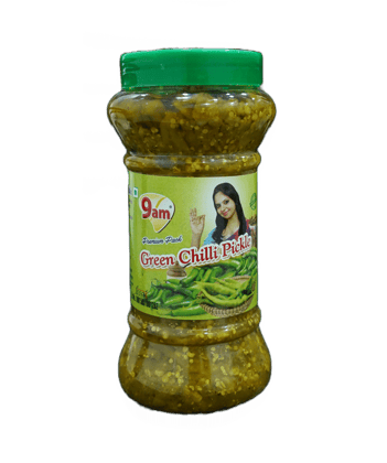 9am Green Chilli Pickle, 450 gm