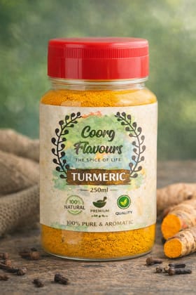 Coorg Flavours Turmeric Powder - 250ml, 100% Pure & Aromatic