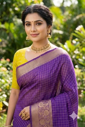 Purple Dola Silk Jacquard Saree