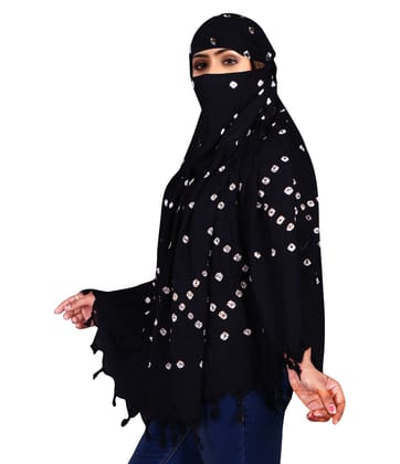 Women's Black Bandhani Cotton Scarf