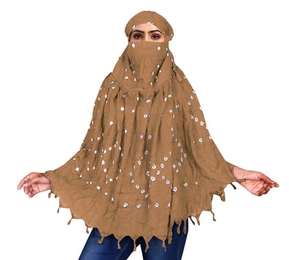 Women's Beige Bandhani Cotton Scarf