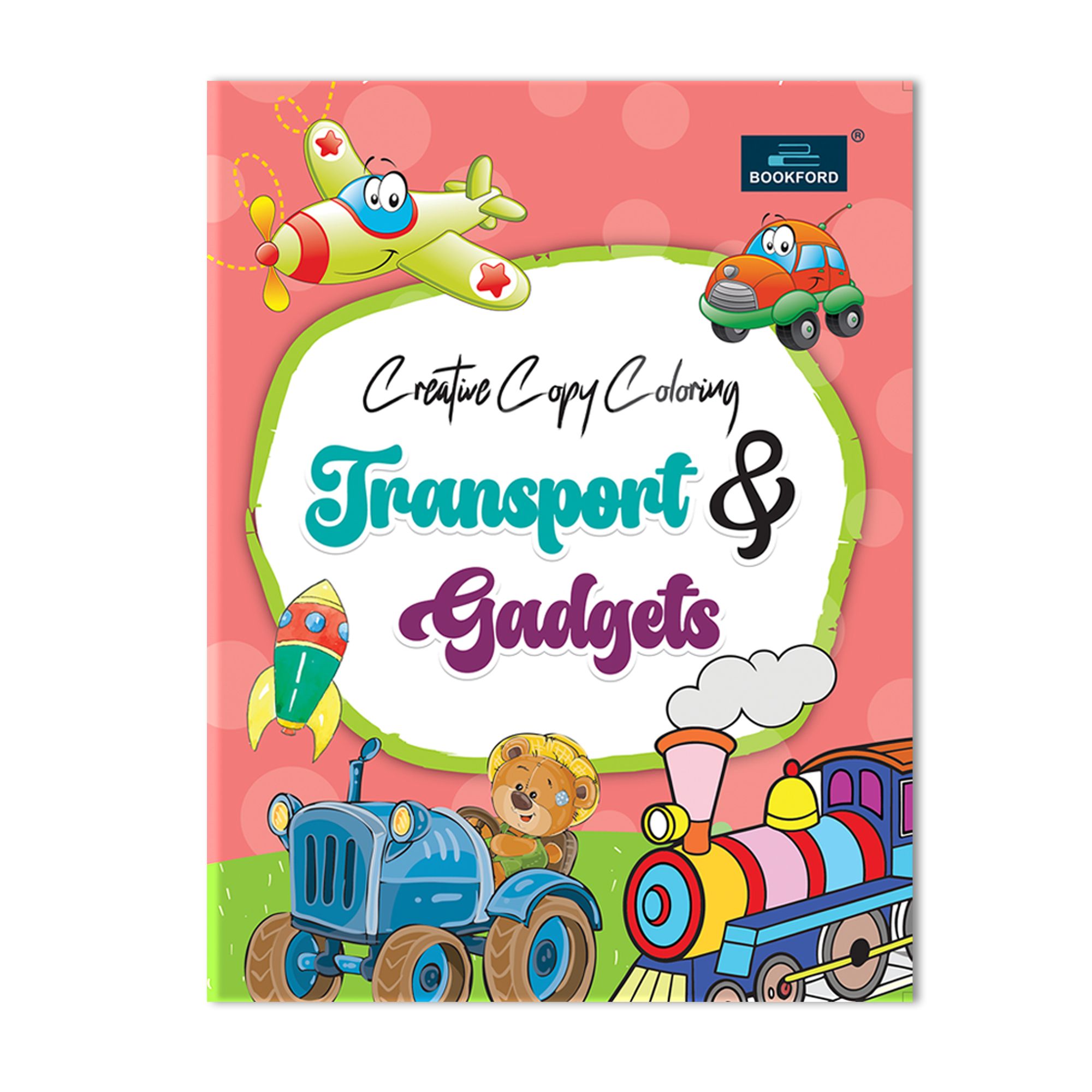 Creative Copy Coloring Book of Transport And Gadgets For Kids.