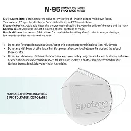 Spotzero By Milton N-95 Mask Pack of 20, White