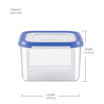 MILTON Stacko 360° 3000 Storage Container, 2.66 Litre, Transparent | Air Tight | BPA Free | Food Grade | Recyclable