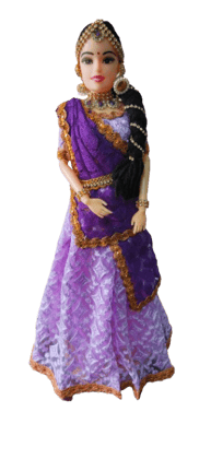 Traditional Indian Doll in Purple Lehenga with Gold Trim, Decorative Collectable Toy