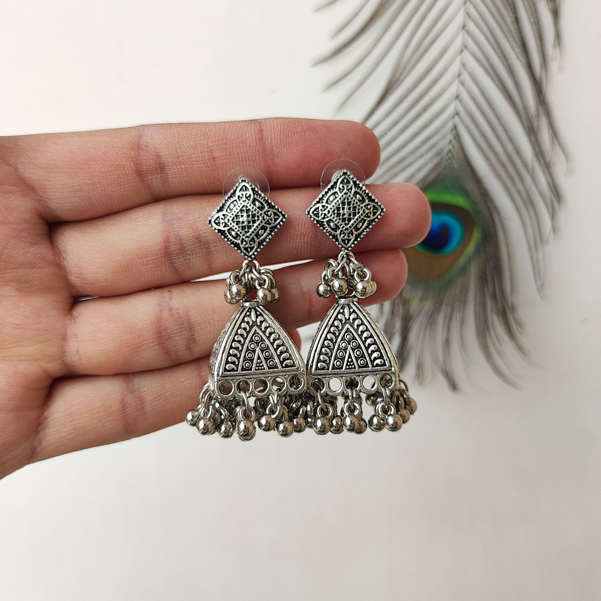 Unique Silver Oxidised Jhumka Earrings For Women Ethnic, Casual, Temple & Daily Wear Jewellery Earrings Under 300
