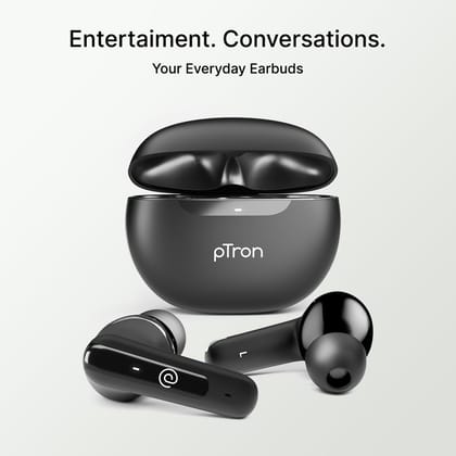 pTron Bassbuds Astra in-Ear TWS Earbuds w/Stereo Sound, 34Hrs Playtime, Stereo Calls, Custom EQ, Mobile App, BTv5.3 Headphones