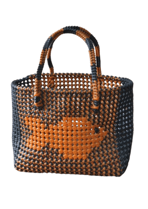 Black and orange colour wire basket with an image