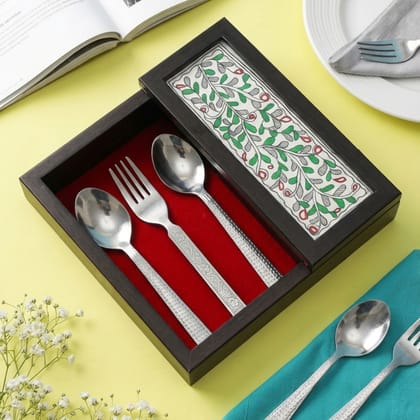 Cutlery & Napkin Organizer | Hand‑Painted Madhubani Floral, 8×8 in | Jaya Artisan Store
