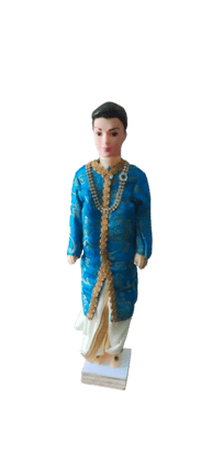 Traditional Indian Groom Doll in Blue Sherwani And White Dhoti