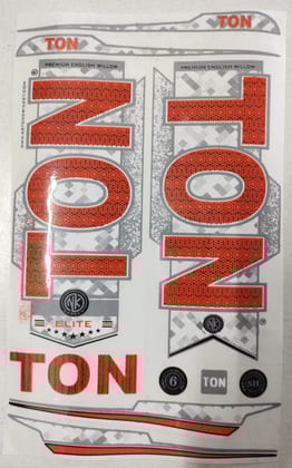 Self Adhesive, Vinyl Plastic, Cricket Bat Sticker -  TON red