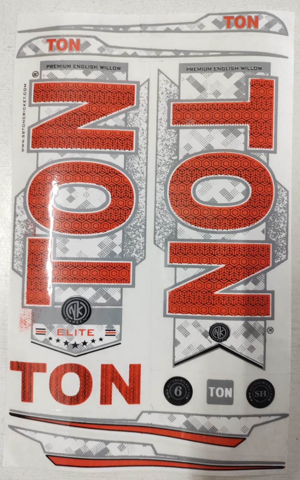 Self Adhesive, Vinyl Plastic, Cricket Bat Sticker -  TON red