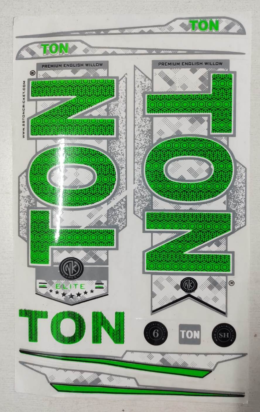 Self Adhesive, Vinyl Plastic, Cricket Bat Sticker -  TON GREEN