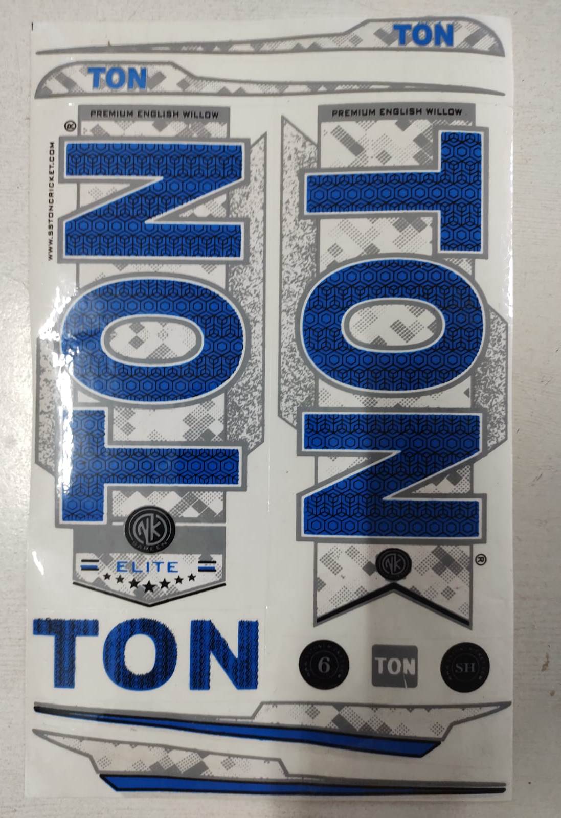 Self Adhesive, Vinyl Plastic, Cricket Bat Sticker -  TON blue