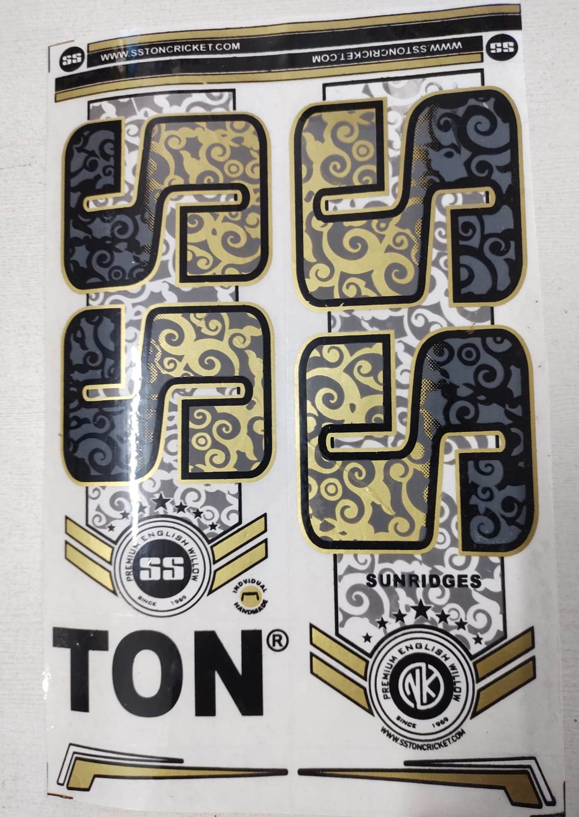 Self Adhesive, Vinyl Plastic, Cricket Bat Sticker -  SS gold