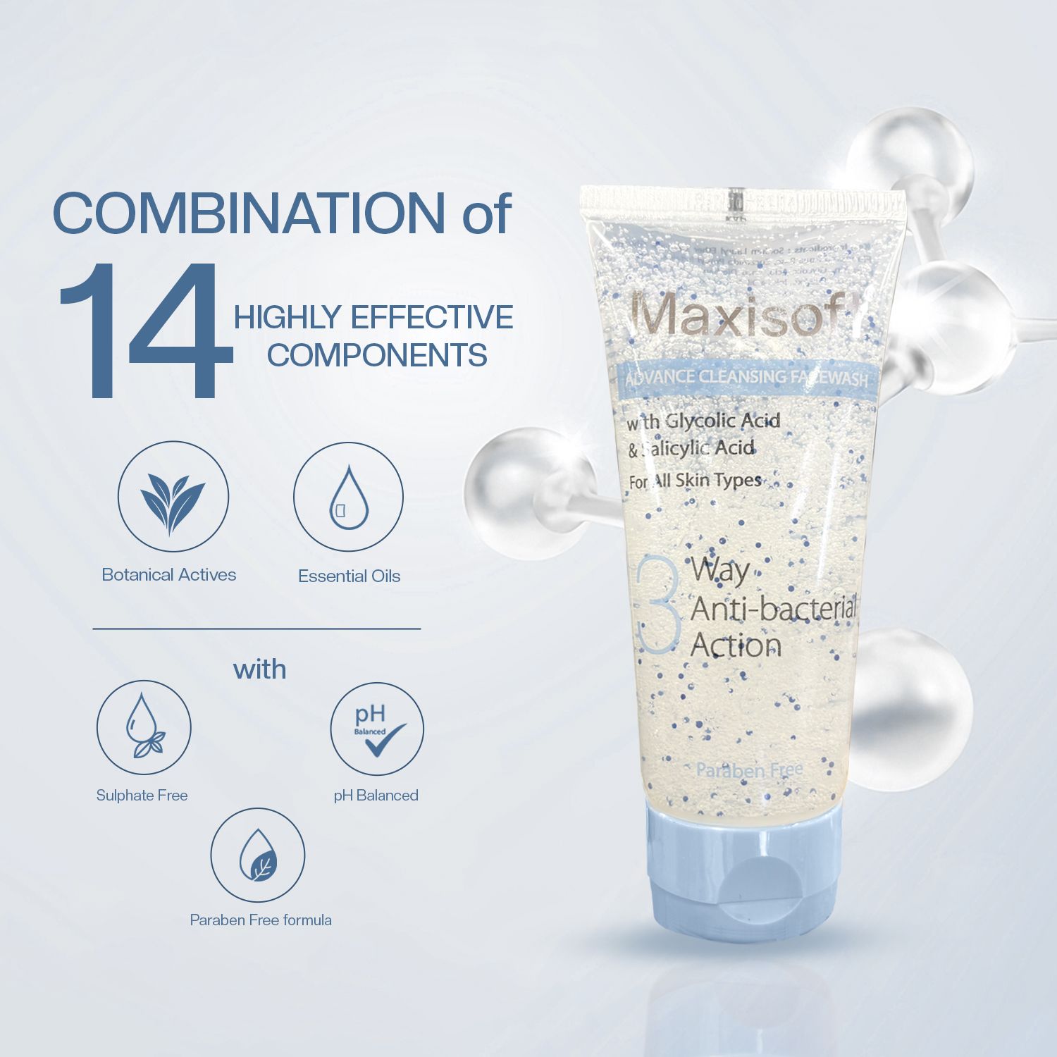 Maxisoft 3 Way Antibacterial Face Wash (100 ml)