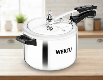 WEKTU Premium 5-Litre Aluminium Pressure Cooker - High-Grade Material, Faster & Even Heating