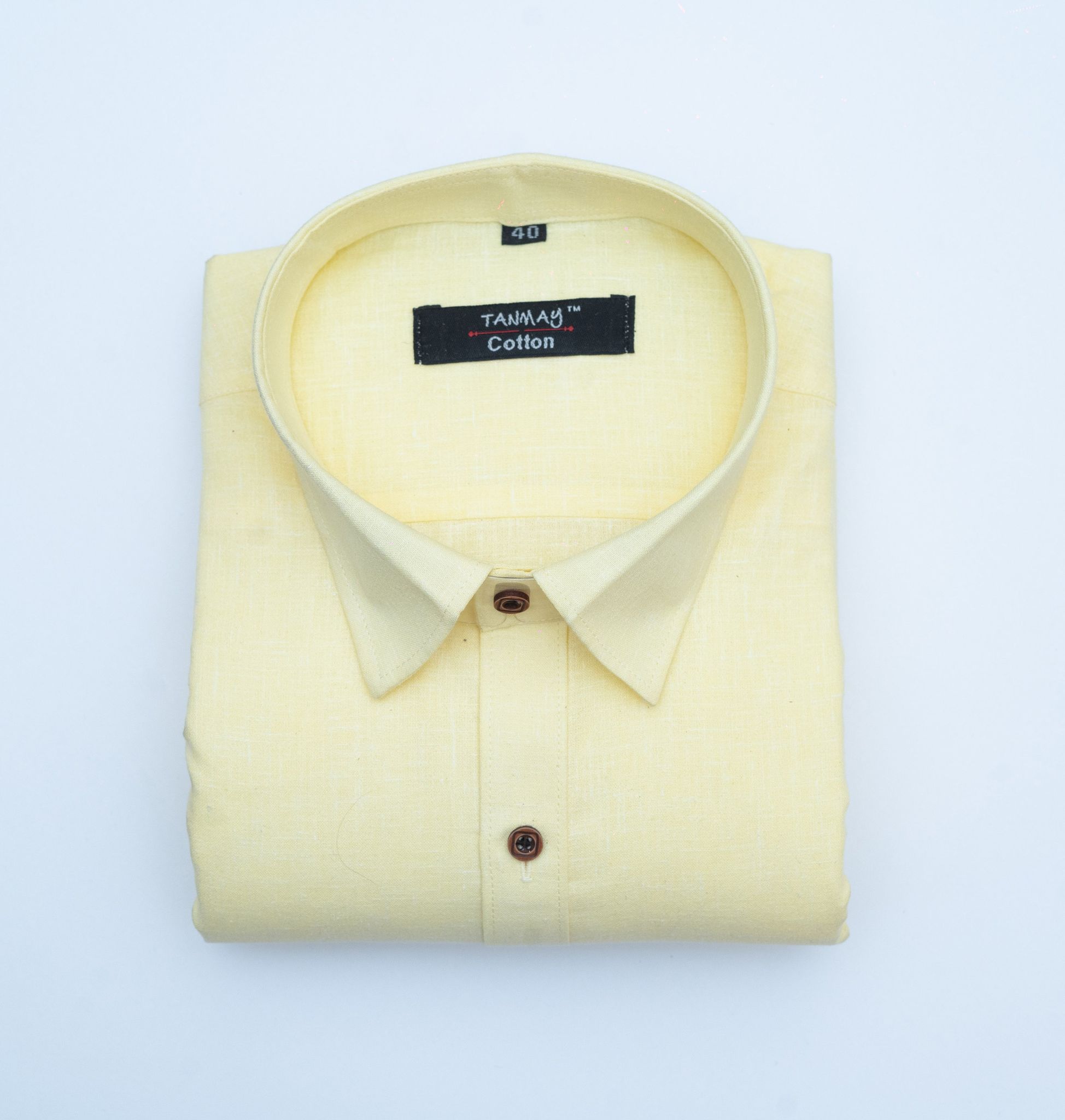 Cotton Tanmay Light Yellow Color Linen Fill Formal Cotton Shirt For Men's-M (38 Inch) (97 CM) / Full