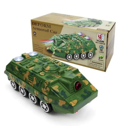 KTRS Enterprise Deformation 2 in 1 Army Truck Deformation Combat Tank with Movable and Movable Multi Functional Toy with Light, Music and Bump Function Tank