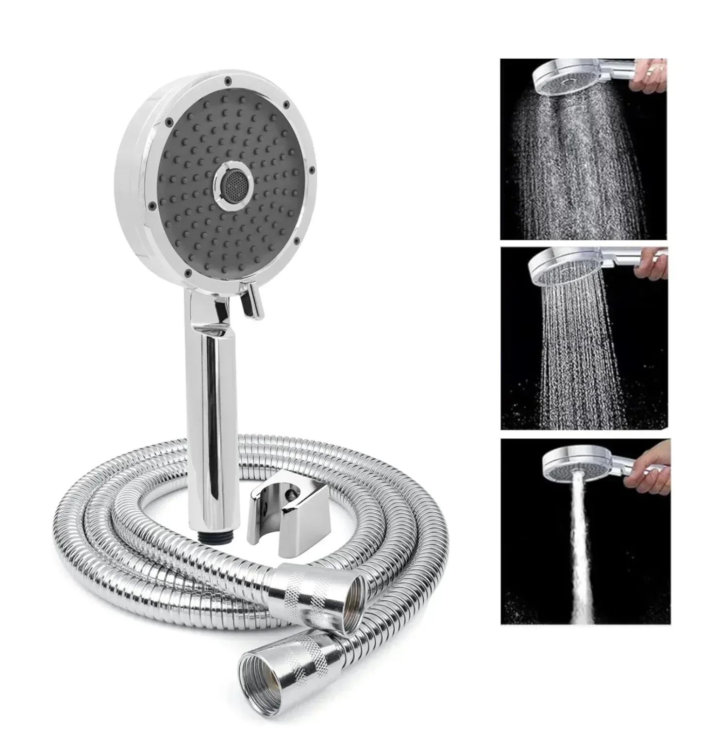Wondra 3 Modes Chrome Finish Hand Shower With 1.5 Meter 304- Grade Stainless Steel Hose&nbsp;Pipe&nbsp;&&nbsp;Hook