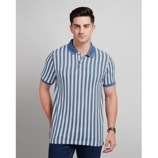 Fashlook Men Multicolor Vertical Striped Cotton Blend Polo T-Shirt Fashlook Men Multicolor Vertical Striped Cotton Blend Polo T-Shirt