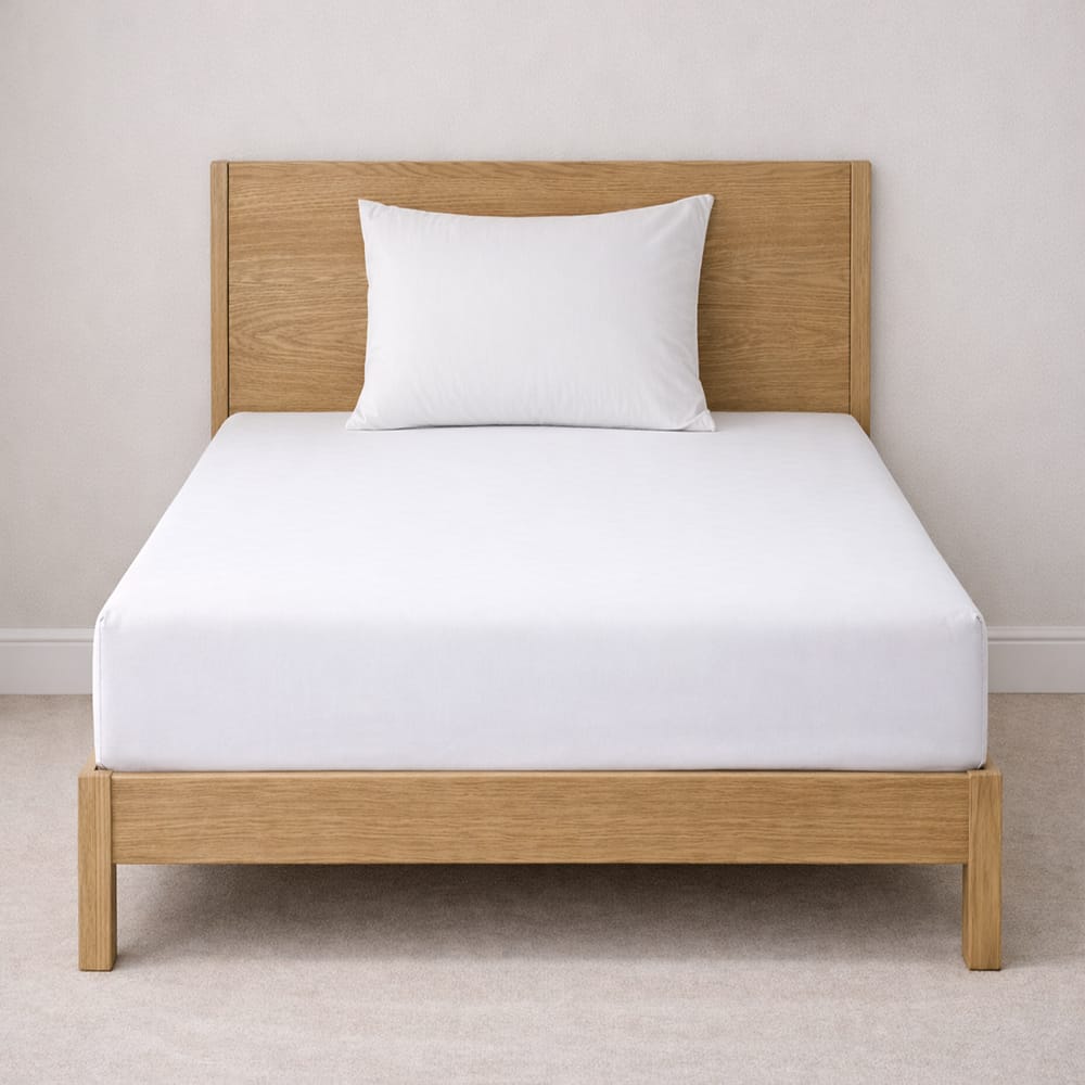 Pure White Cotton Single Bedsheet with One Pillow Cover