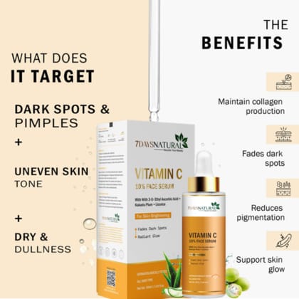 Advanced 10% Vitamin C Face Serum for Men & Women (Pack of 1) – Glow Boosting & Skin Brightening Formula with Hyaluronic Acid for All Skin Types