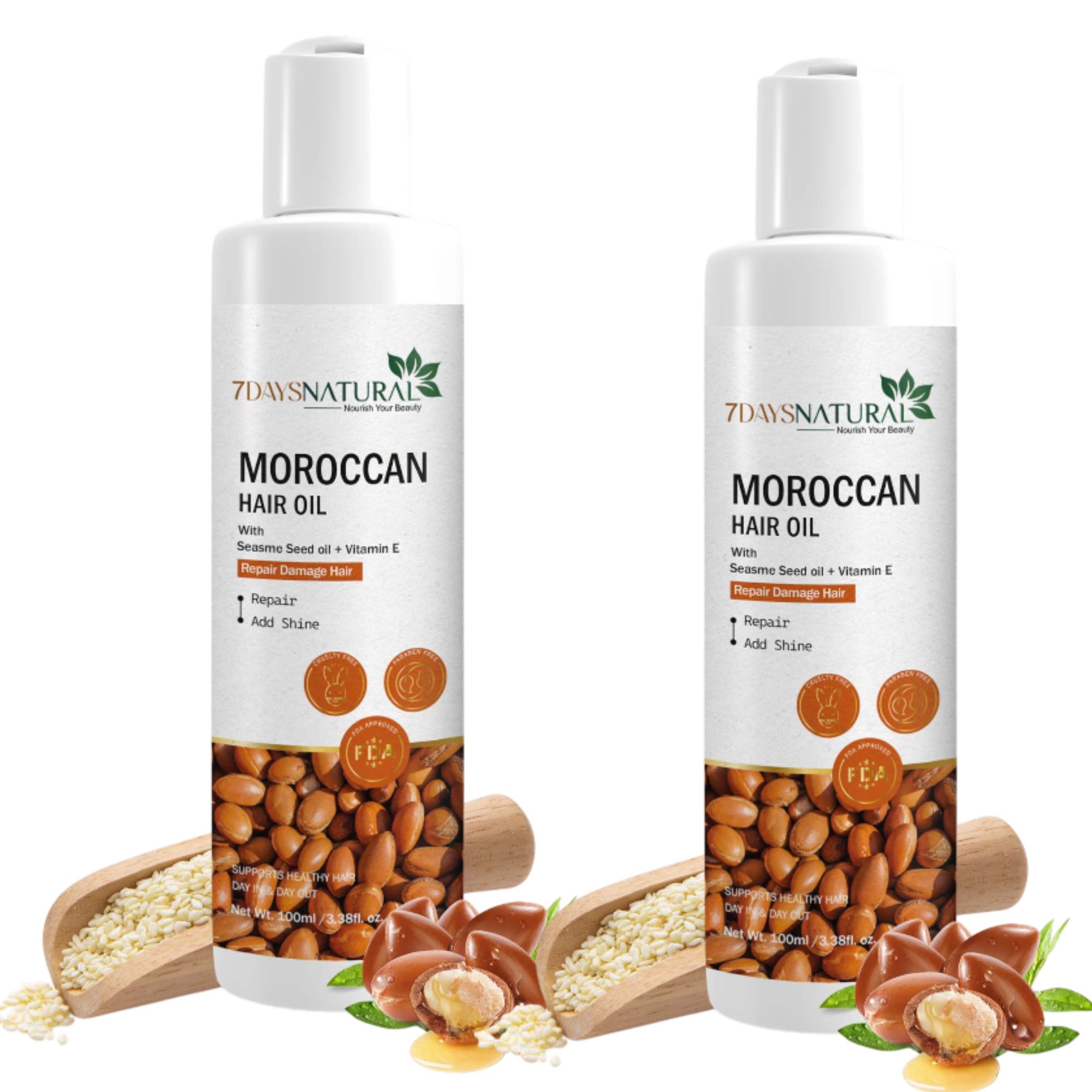 Moroccan Argan Hair Growth Oil 100ml each pack of 2 For Strong & Shiny Hair Anti-Hair Fall & Frizz Control deep-conditioning hair oil
