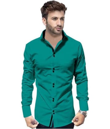 P&V - Green Cotton Blend Regular Fit Men's Casual Shirt (Pack of 1)