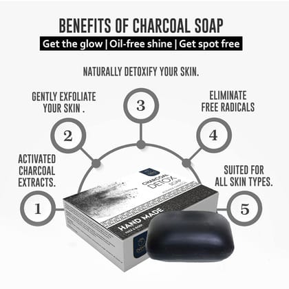 Activated Charcoal Bathing Soap 100gm – Deep Cleansing & Anti-Pimple Bar | Ayurvedic Cold-Processed Formula for Glowing, Oil-Free Skin (Pack of 1)