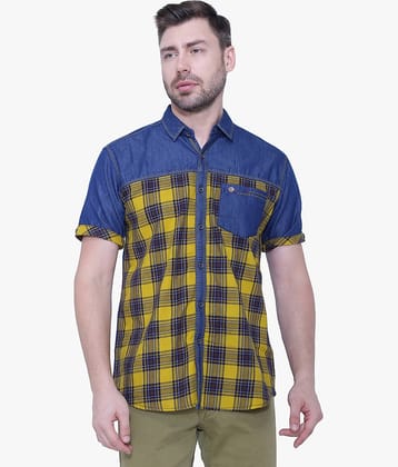 Kuons Avenue - Yellow Denim Slim Fit Men's Casual Shirt ( Pack of 1 )