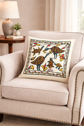 Panchhi Madhubani Heritage Cushion Cover