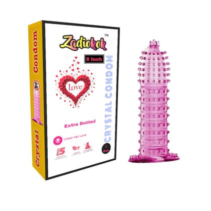 Zadiokok Crystal Condom with Extra Dots for Intense Pleasure | Single Pack 
