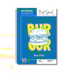Best Spiral A4 Notebook 200 Pages UnRuled | 70 GSM Thick Paper | Strong Spiral Binding | 700 Micron PP Cover | Pack of 1