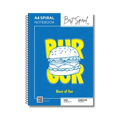 Best Spiral A4 Notebook 200 Pages UnRuled | 70 GSM Thick Paper | Strong Spiral Binding | 700 Micron PP Cover | Pack of 1