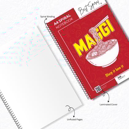 Best Spiral A4 Notebook 300 Pages UnRuled | 70 GSM Thick Paper | Strong Spiral Binding | 700 Micron PP Cover | Pack of 1