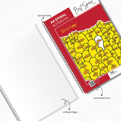 Best Spiral A4 Notebook 400 Pages UnRuled | 70 GSM Thick Paper | Strong Spiral Binding | 700 Micron PP Cover | Pack of 1