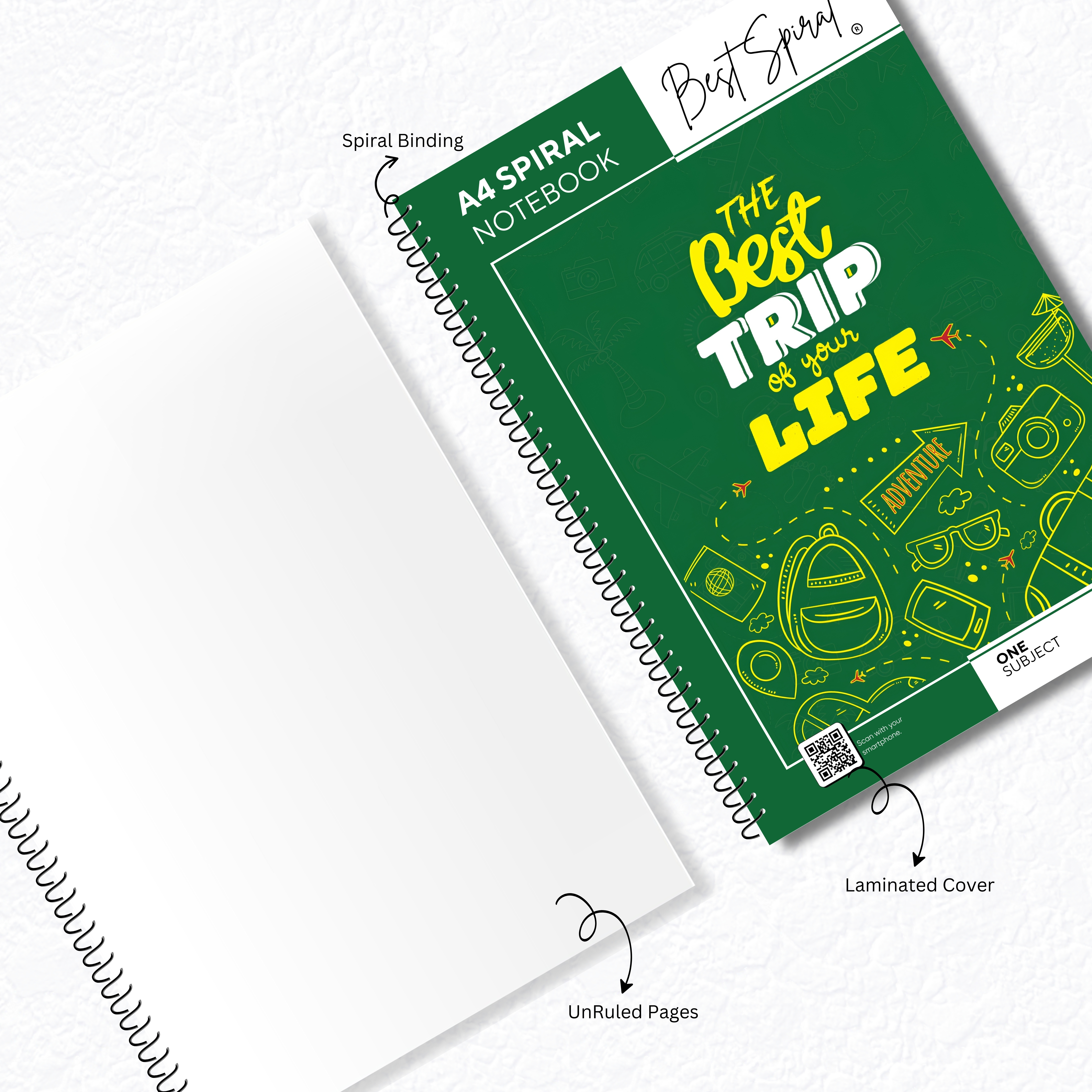 Best Spiral A4 Notebook 500 Pages UnRuled | 70 GSM Thick Paper | Strong Spiral Binding | 700 Micron PP Cover | Pack of 1