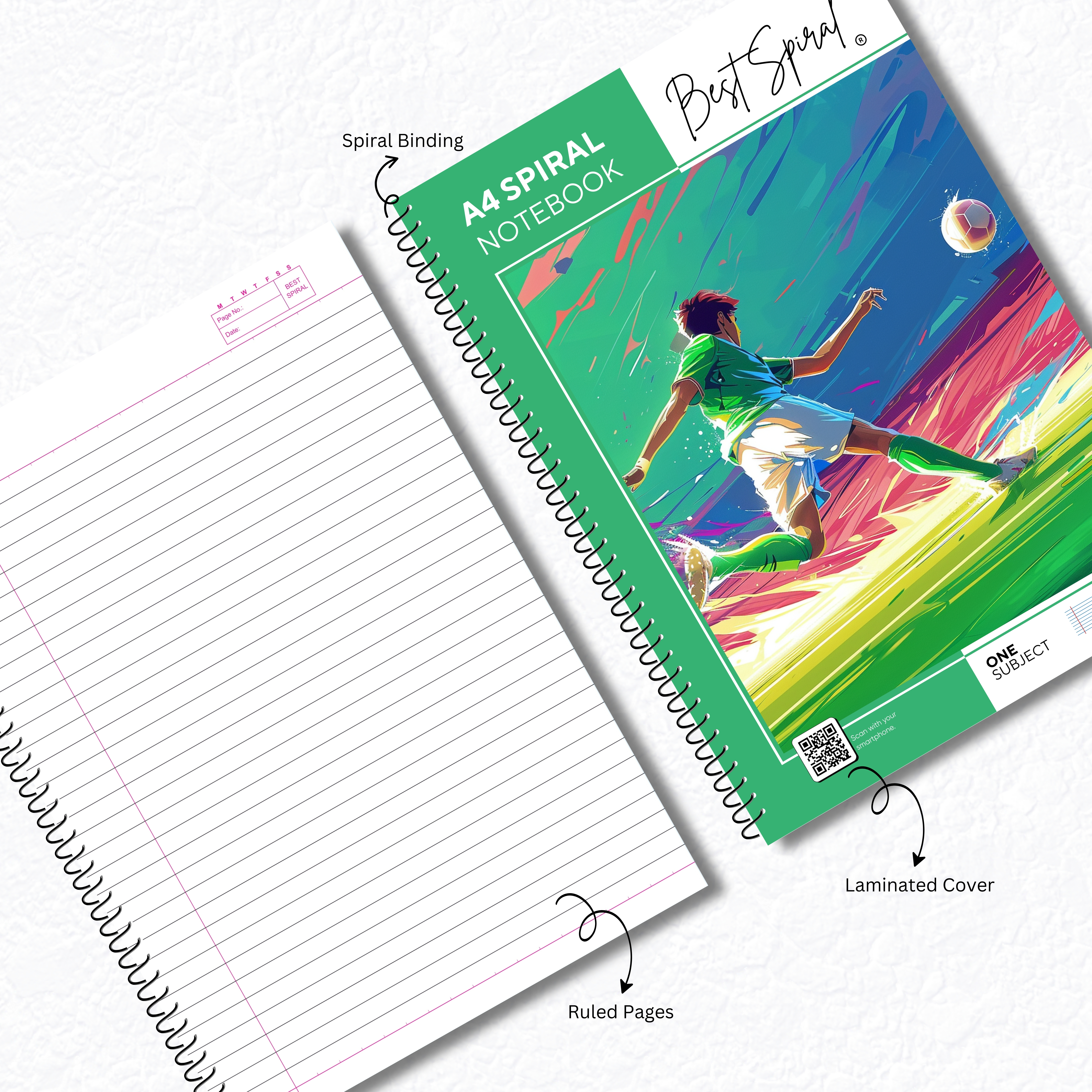 Best Spiral A4 Notebook 200 Pages Ruled | 60 GSM Paper | Strong Spiral Binding | 700 Micron PP Cover | Pack of 1