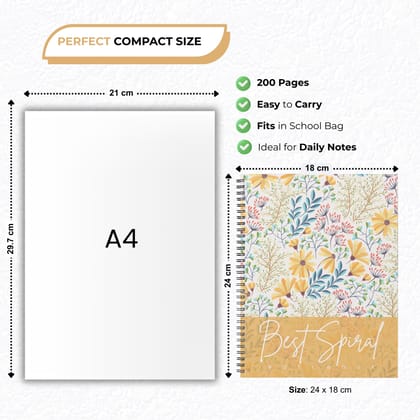 Best Spiral B5 Notebook 200 Pages Ruled | 60 GSM Paper | Strong Double Wire Binding | Laminated Cover | Pack of 4