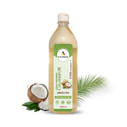 CocoGlow Cold Pressed Coconut Oil, 100% Pure & Unrefined (1000 ml)