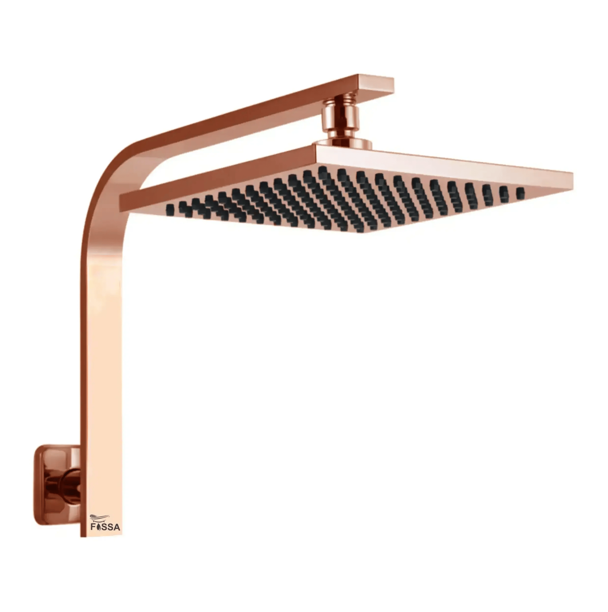 8 Inch Rain Square Overhead Shower Rose Gold With Arm (18 Inch)
