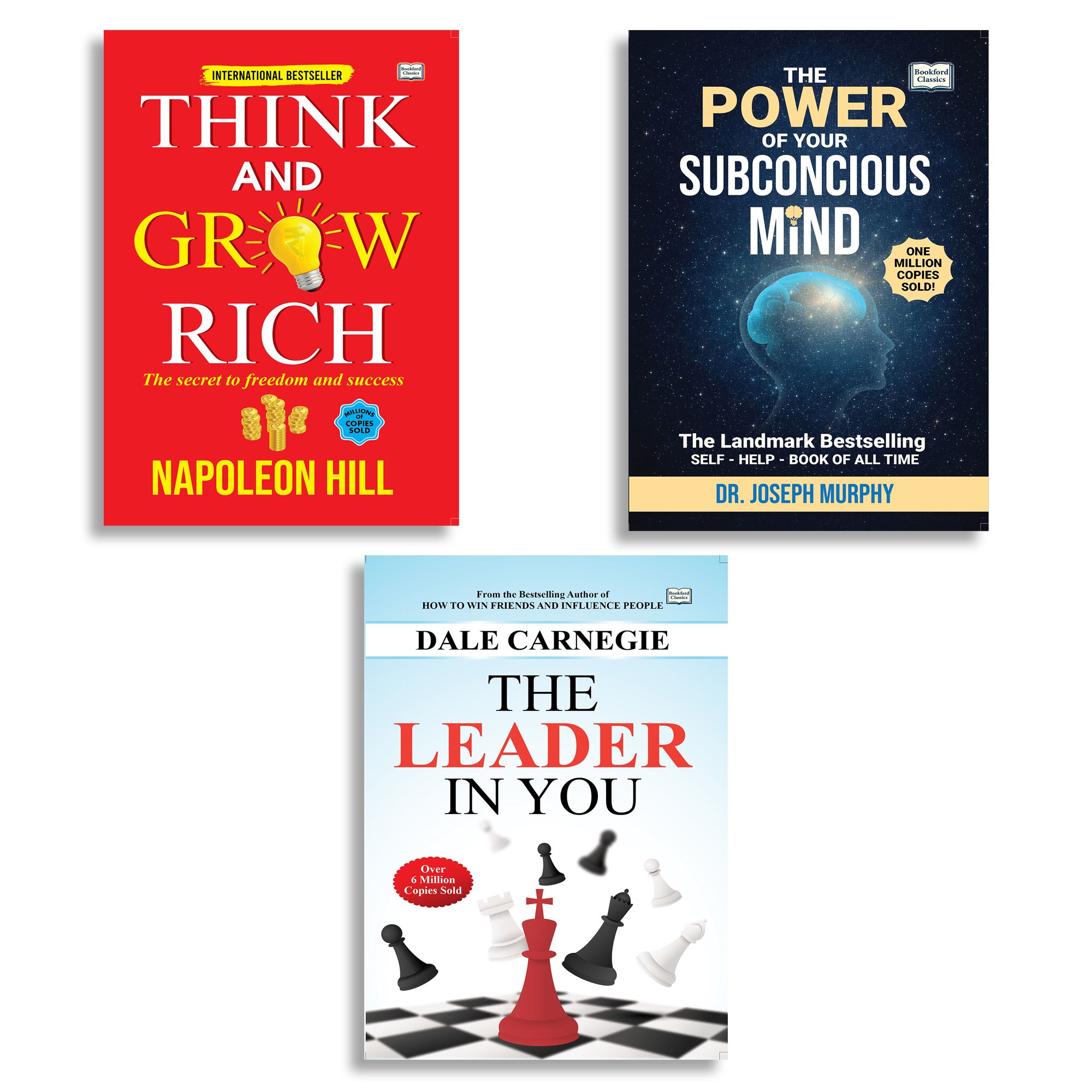 The Leader in You + The Power of Your Subconscious Mind + Think and Grow Rich (Set of 3) | Original English Edition | Best Leadership, Psychology & Motivational Books